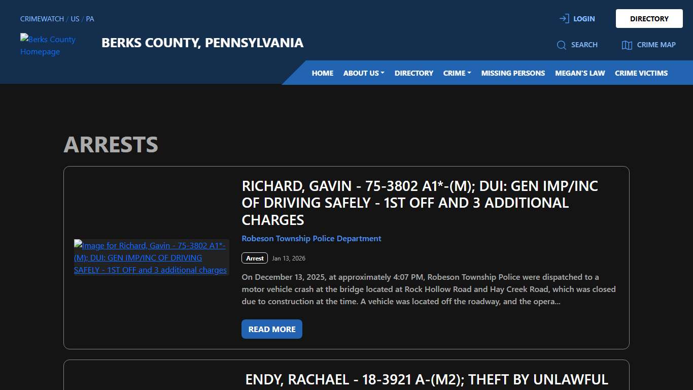 Arrests for Berks County, Pennsylvania | CRIMEWATCH